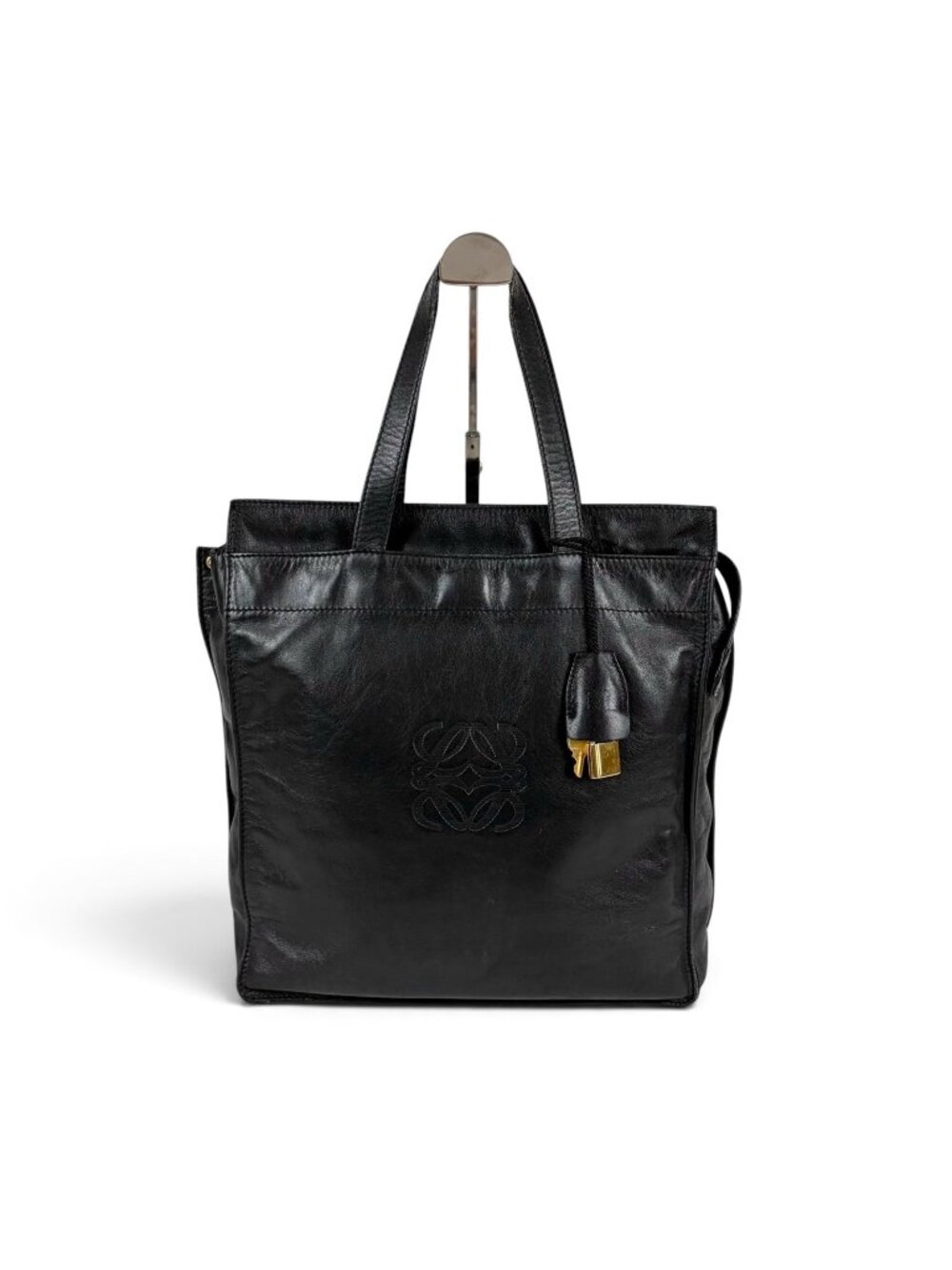 Loewe Anagram Logo Tote Bag Black Leather Padlock